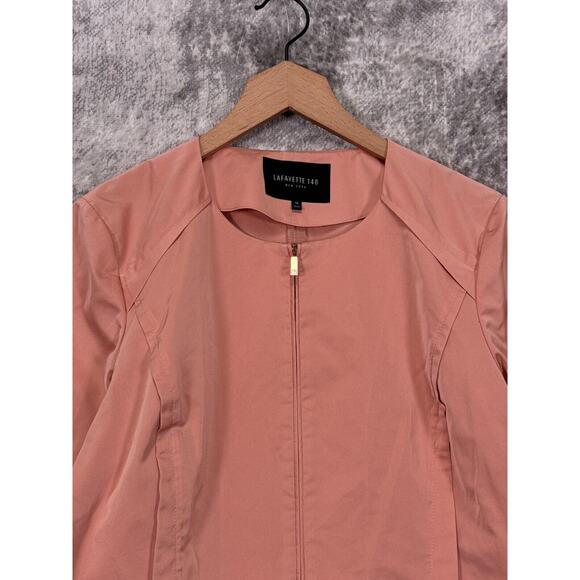 Lafayette 148 Jacket 14 Womens Pink Full Zip Collarless Modern - Picture 2 of 8